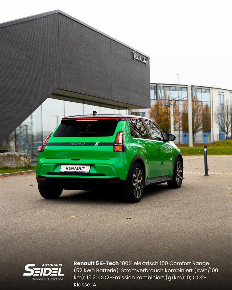 Renault 5 E-Tech Electric Heckansicht – modernes E-Auto mit BAFA-Förderung in Zwickau
